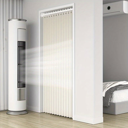 Accordion Door Curtain in Polyester with Hooks and Storage Straps, Foldable Room Divider Panel in Four Colors and Two Unfolded Sizes for Home Interiors