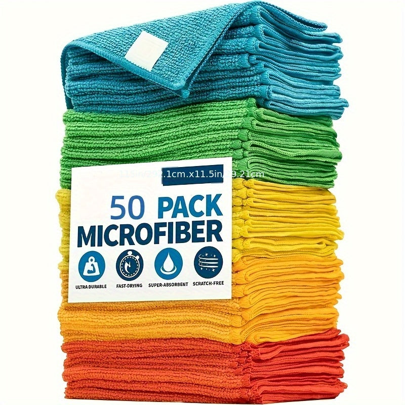 Ultra-Fine Microfiber Cleaning Cloths in Random Colors, Reusable 5, 10, 20 or 50 Piece Wiping Towel Packs for Compatible Car and Household Surface Care