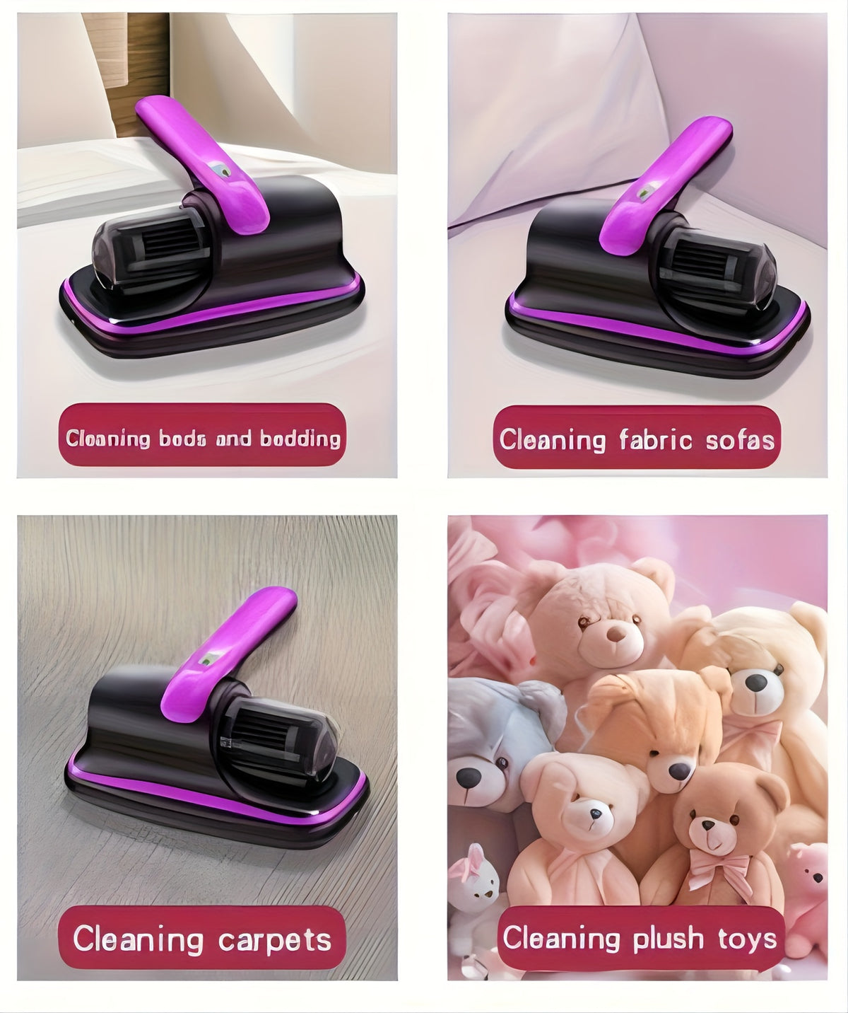Mattress Vacuum Cleaner in Purple, Cordless Handheld Bed and Sofa Cleaner for Pet Hair, Compatible Upholstery and Carpet Surface Cleaning