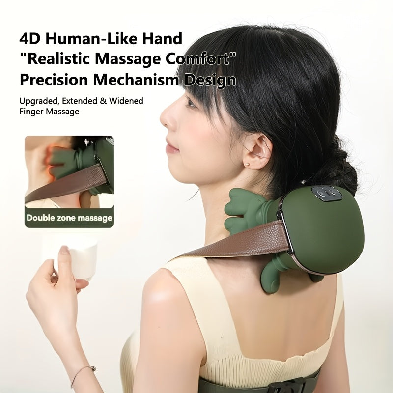Heated Shiatsu Neck Massager with Listed 4D Hand-Style Kneading, Dual-Zone Warmth and Wireless Portable Design for Instruction-Guided Adult Home Massage Routines