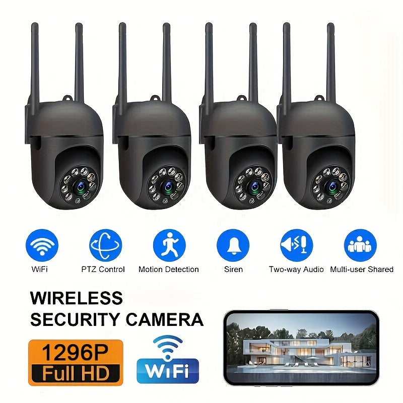 Wireless Security Camera 4 Pack, 3MP Indoor Cameras with Cloud Storage, AI Motion Detection, Two-Way Audio, Color Night Vision, 2.4G/5G WiFi, Home Surveillance System