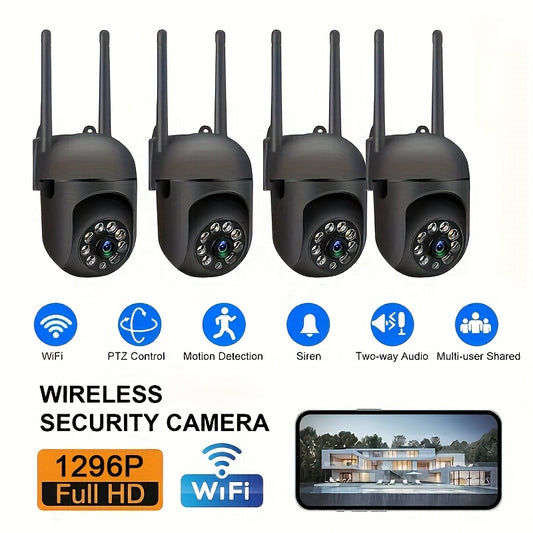 Wireless Security Camera 4 Pack, 3MP Indoor Cameras with Cloud Storage, AI Motion Detection, Two-Way Audio, Color Night Vision, 2.4G/5G WiFi, Home Surveillance System
