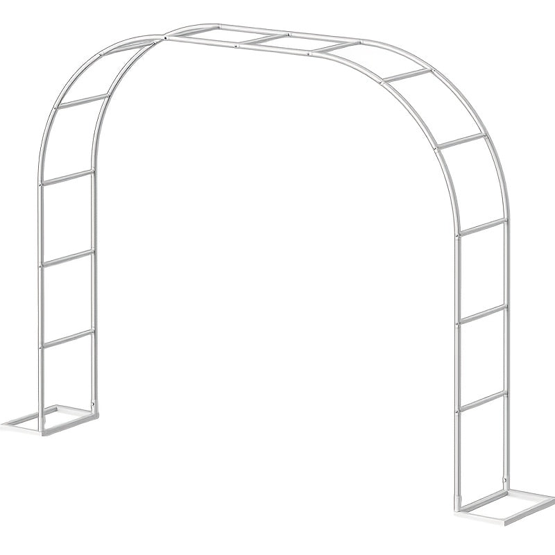 Garden Arbor Arch for Climbing Plants, Metal Wedding Trellis with Two Assembly Size Configurations, White or Black with Base and Black without Base Options