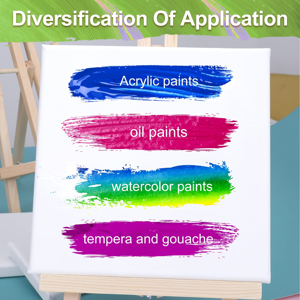 Stretched Canvas Painting Set, White Primed 100% Cotton Art Canvases with Round and Rectangular Pack Options for Acrylic Pouring and Oil Painting