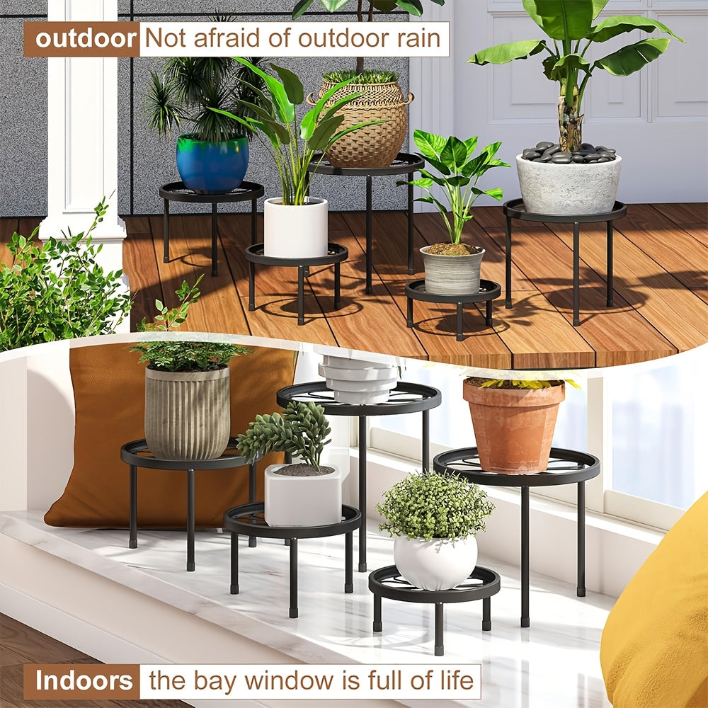 Metal Plant Stand Five-Piece Set with Listed Iron Construction, Separate Planter Holder Display Supply for Indoor Rooms, Garden Patios and Balcony Decor