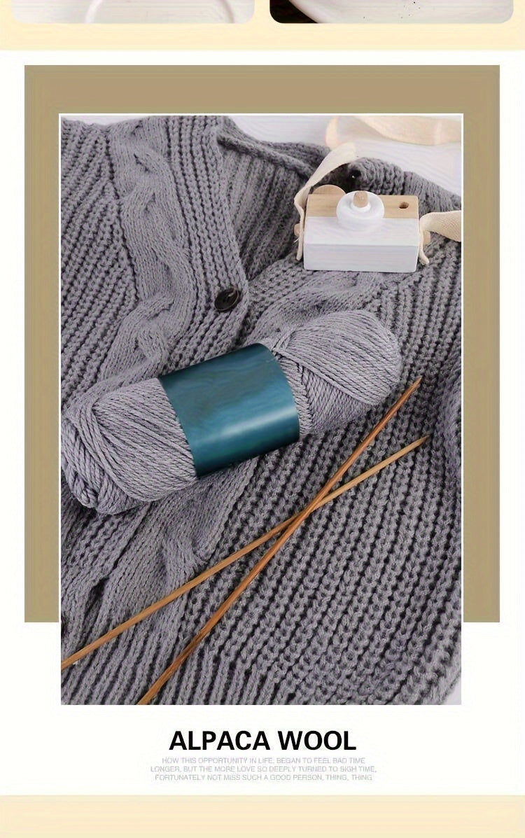 Alpaca Blend Knitting Yarn, Five-Piece Set with Listed 95% Alpaca and 5% Acrylic, 3.53 oz per Piece for 4–5 mm Needles and Handmade Scarves, Hats or Sweaters