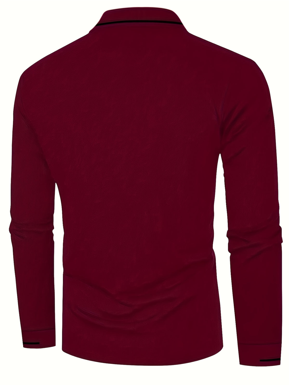 Men's Long Sleeve Polo Shirt, 100% Polyester with Slight Stretch, Regular Fit and Rib-Knit Details for Casual Golf and Spring-Fall Outfits
