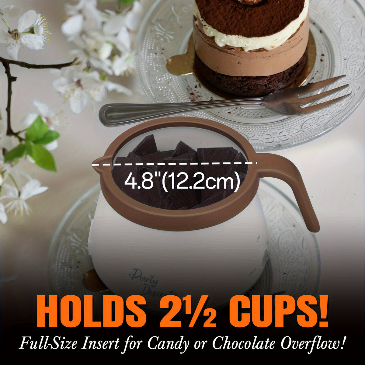 Candy Melting Pot with Listed One-Cup Capacity, Single Chocolate Preparation Pot in Brown or Gray for Cake Pops, Cookie Decorating and Homemade Cake Treats