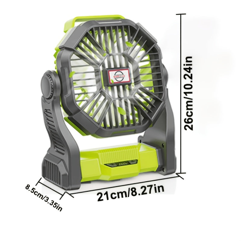 Solar Charging Camping Fan with Listed USB Battery Power and Hanging Hook, X98 Green or Black and X23 Pink, Green or Black Model Options for Picnic and Campsite Airflow