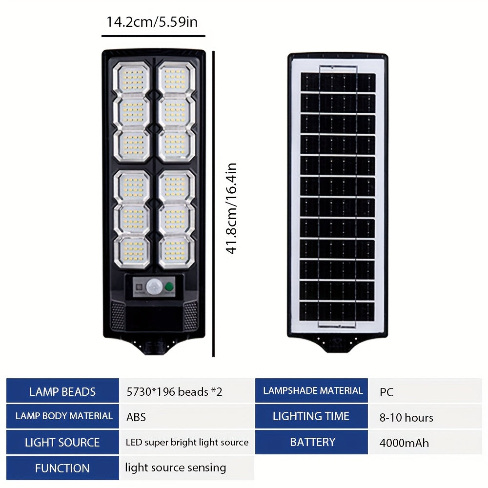 LED Solar Street Lamp Set with Motion Sensor and Remote Control References, Two-Piece Option Labels for Garden, Terrace and Parking Area Lighting
