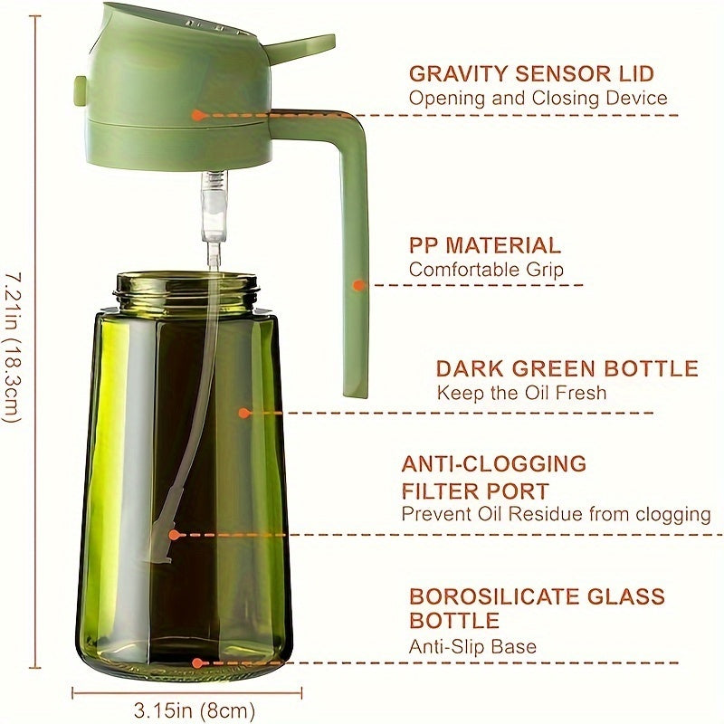 Cooking Oil Spray and Pour Bottle with Listed 16-Ounce Size, Automatic Flip-Top Design and Label Stickers in Five Options for Everyday Kitchen Preparation