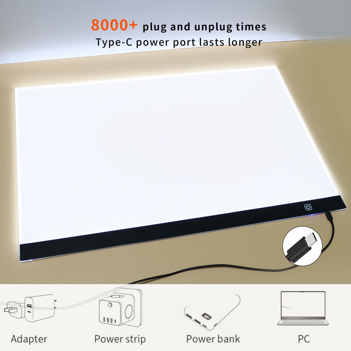 Touch Control A2 LED Tracing Light Box with Three-Level Brightness Adjustment, USB-Powered Thin Light Pad in Black or Blue for Diamond Painting, Sketching and Paper Crafts