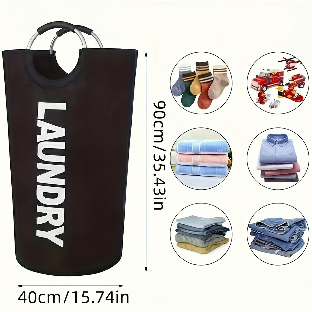 Foldable Laundry Basket with Padded Carry Handles, Stand-Alone Clothes Hamper in Six Colors for Bedroom and Laundry Room Organization