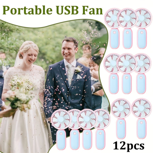 12-Pack Mini Handheld Personal Fans with Listed USB Charging and Single-Speed Operation, Type A or Type B Options for Travel, Wedding and Festival Airflow