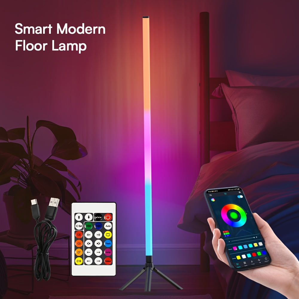 Corner Floor Lamp RGB 16 Million Colors, 48.8/50-inch Smart Ambient Light with Music Sync, Remote & APP Control, Timer, 2-Pack, Dimmable Mood Lighting for Living Room, Bedroom, Game Room, Dorm