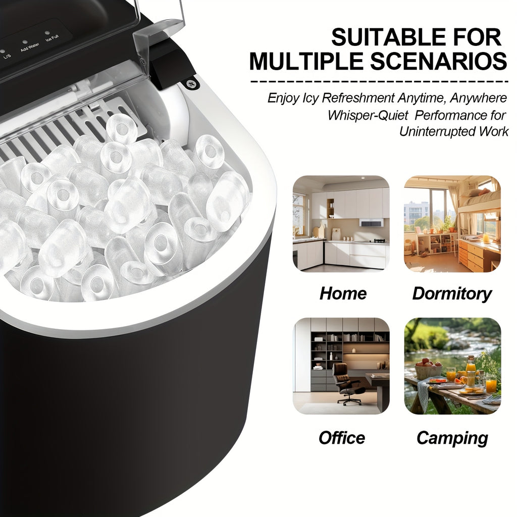 HAILANG Portable Ice Maker with Carry Handle, Two Bullet Ice Sizes, Listed 29lb Daily Output and 9 Cubes in 6 Minutes, Includes Basket and Scoop