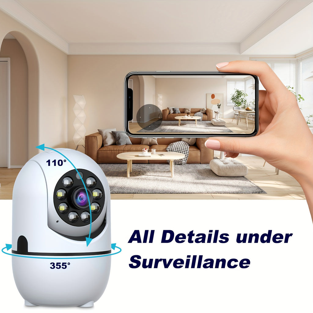 Indoor Pan Tilt Security Cameras, 4-Pack with 355° Pan, Night Vision, Motion Detection, Two-Way Talk, Dual-Band WiFi and Cloud or SD Storage