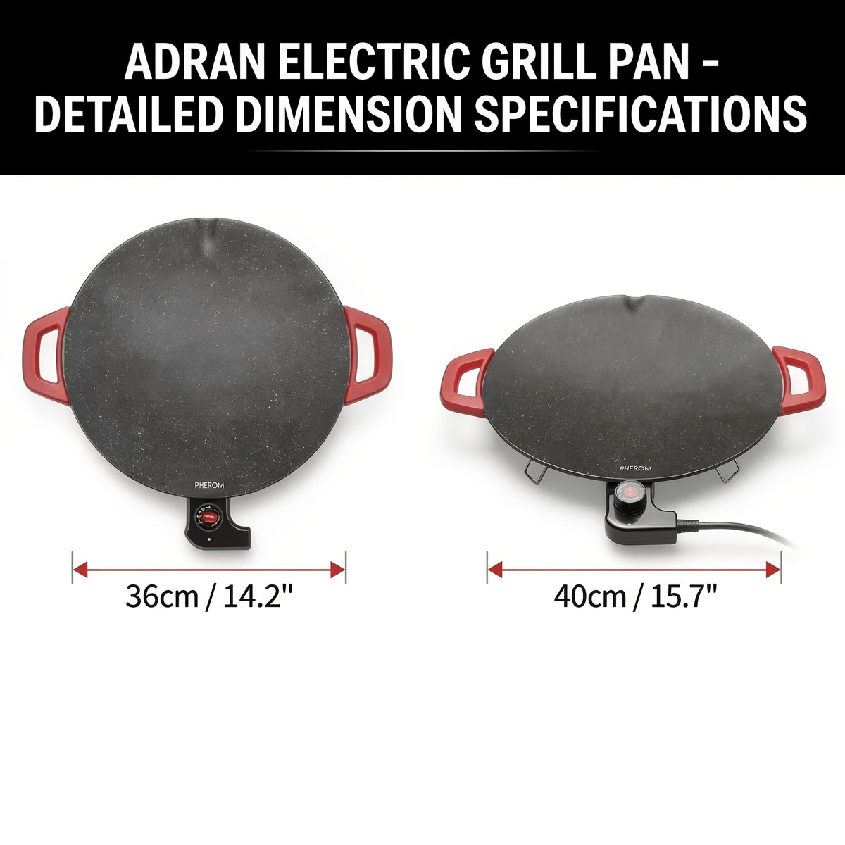 Red-Handle Electric Griddle with Nonstick Cooking Surface and Adjustable Heat Settings for Breakfast, Home BBQ and Family Meals, AR-01 or AR-02 Options