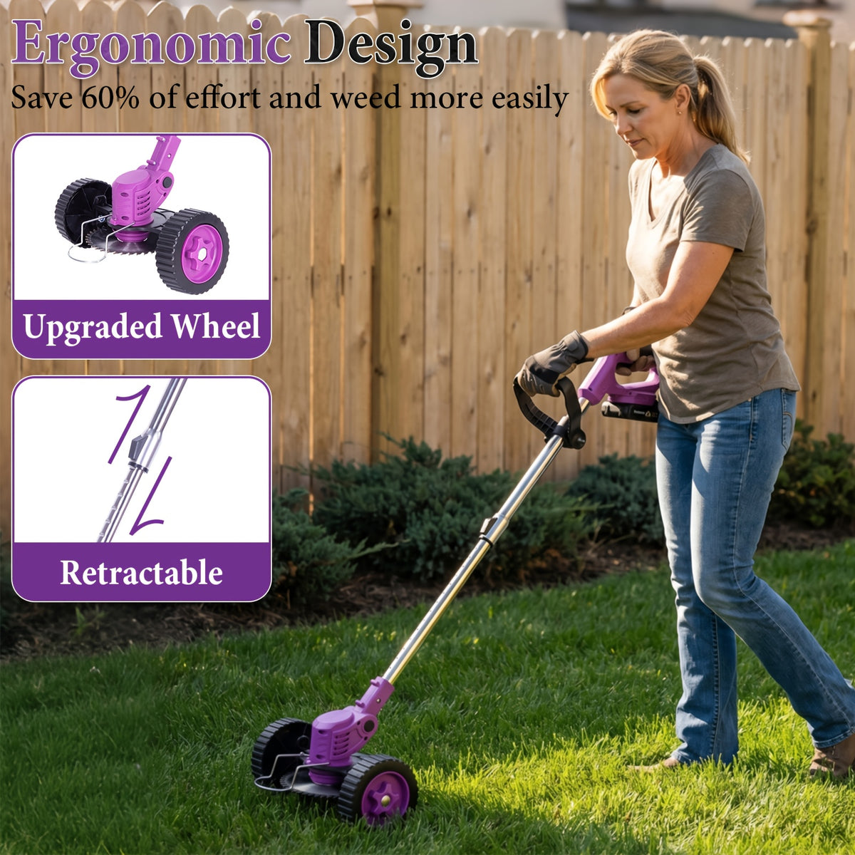 Cordless Weed Trimmer and Edger with Lithium Battery, Compact Electric Garden Grass Cutter with Multiple Blade Options and Single or Dual Battery Configurations