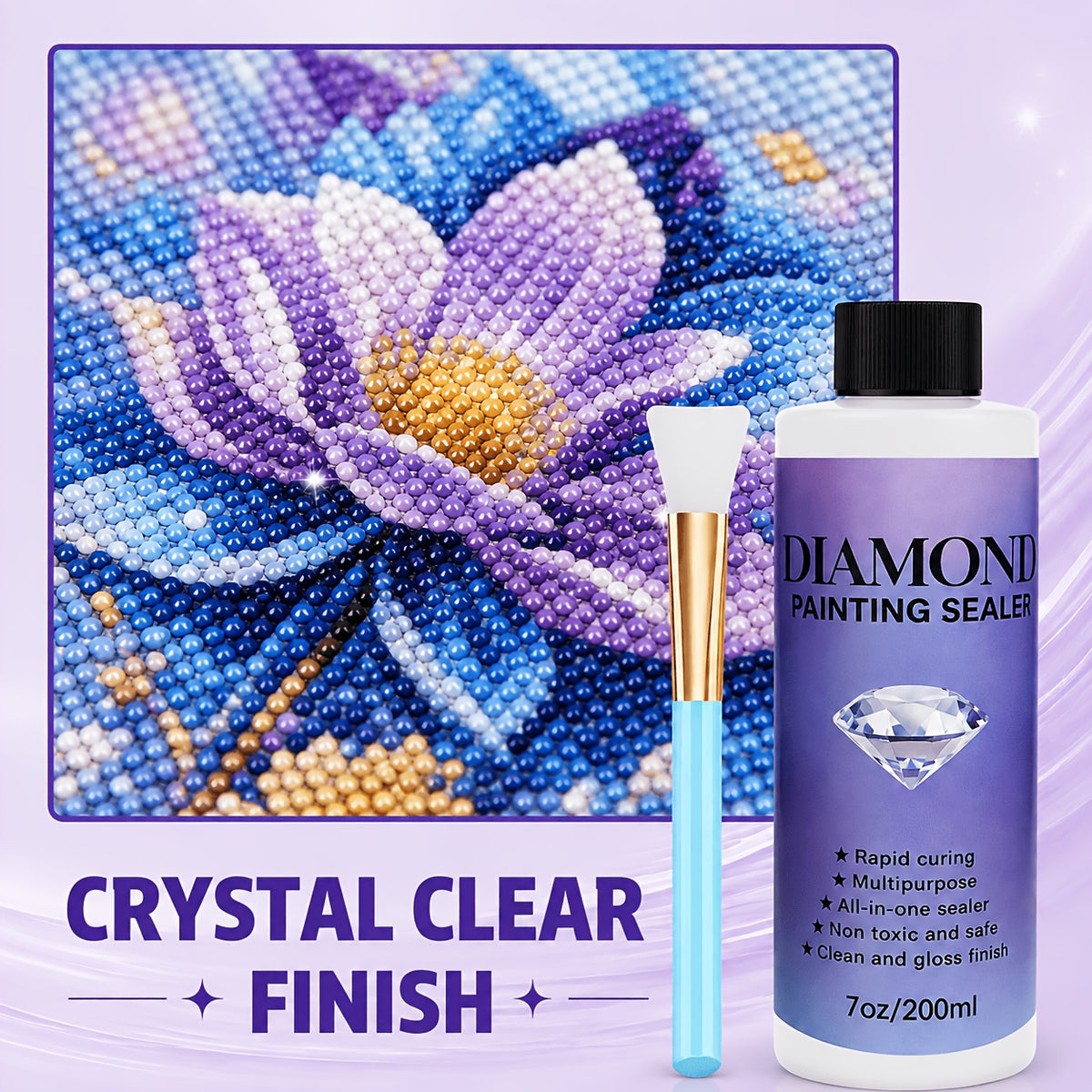 Diamond Painting Sealer Kit with Brush, Craft Surface Finishing Formula for Diamond Art and Puzzles, 240ml, 400ml or 800ml Options for Handmade Gifts