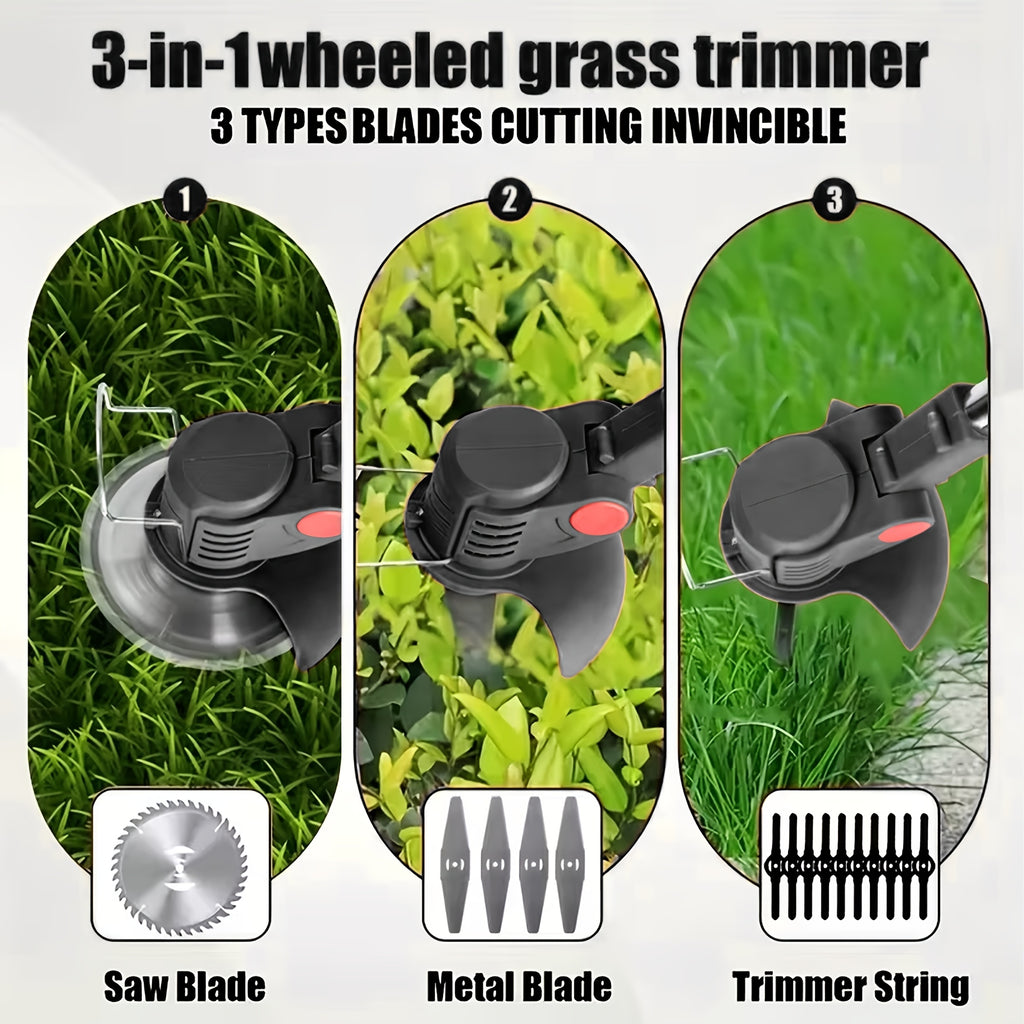 Rechargeable Garden Grass Trimmer with Cordless Electric Operation, Listed Three Blade Types and Selected Dual 2Ah Battery Packages for Home Lawn and Yard Care