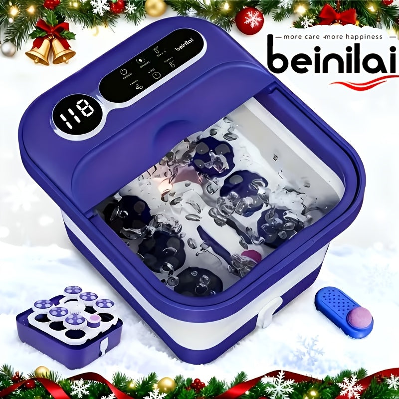 Collapsible Foot Spa with Listed Heating and Bubble Massage Features, Blue Automatic or Pink Basic Model Options for Adult Home Foot Care and Gift Planning