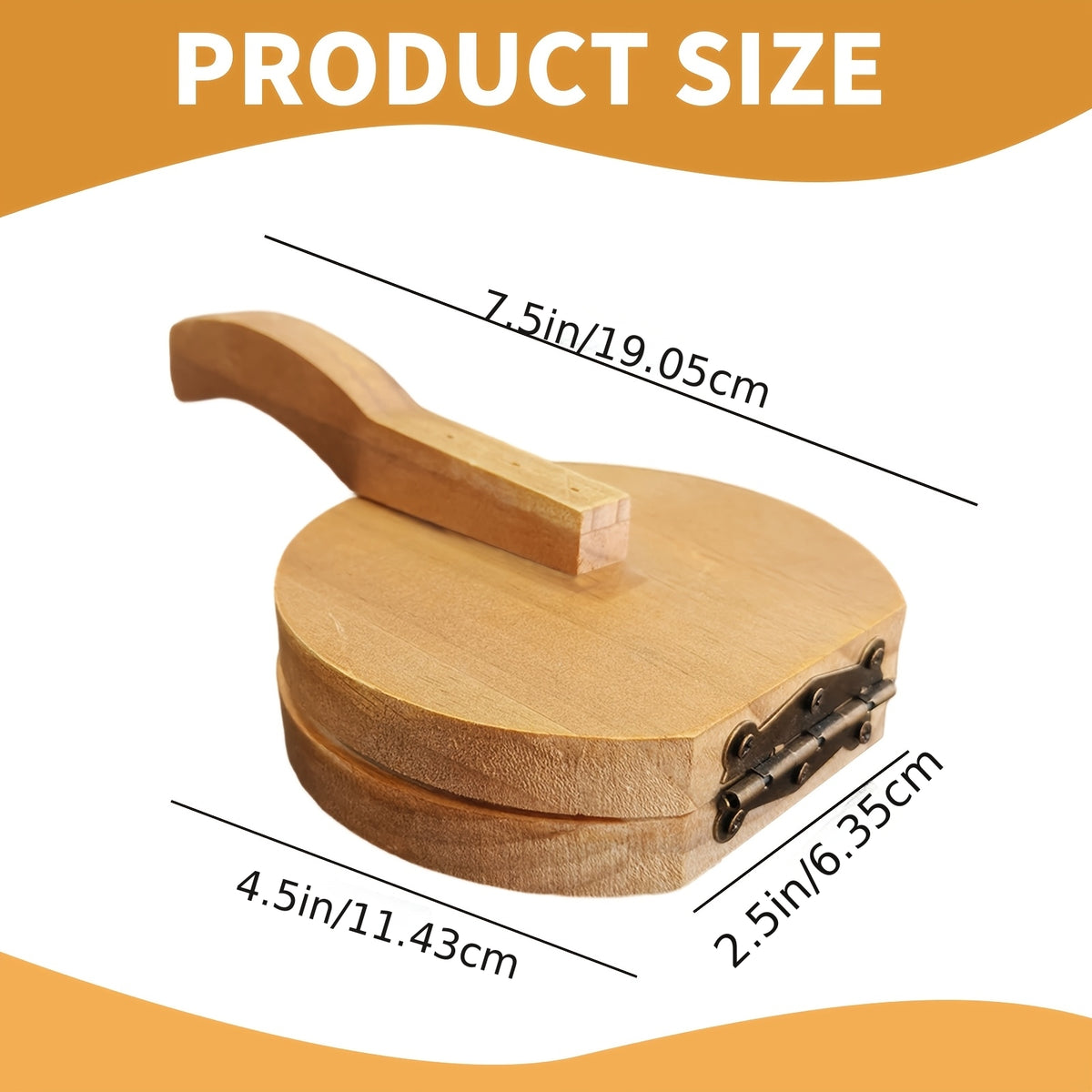 Wooden Dough Press for Dumpling Preparation, Manual Solid Wood Kitchen Tool for Homemade Noodle, Steamed Bun and Meat Pastry Dough, Burning Color Option