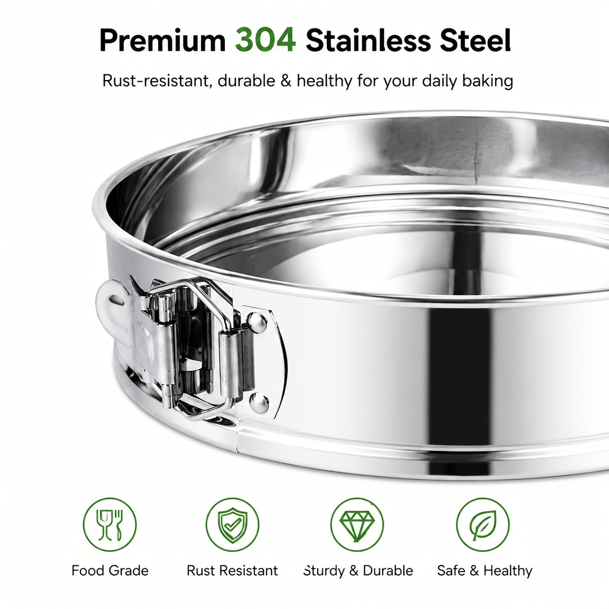 Stainless Steel Springform Pan, 7 or 9 Inch Nonstick Cheesecake Pan with Removable Bottom and Latch, Pan Protector and 50 Parchment Papers for Home Baking