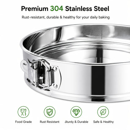 Stainless Steel Springform Pan, 7 or 9 Inch Nonstick Cheesecake Pan with Removable Bottom and Latch, Pan Protector and 50 Parchment Papers for Home Baking