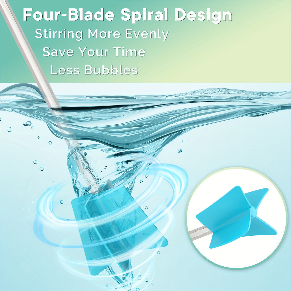 Electric Epoxy Resin Mixer by JANCHUN, Sky Blue Handheld Craft Mixing Tool with Four Reusable Paddles, Two Stirring Sticks and USB Charging Cord for Compatible Resin Projects