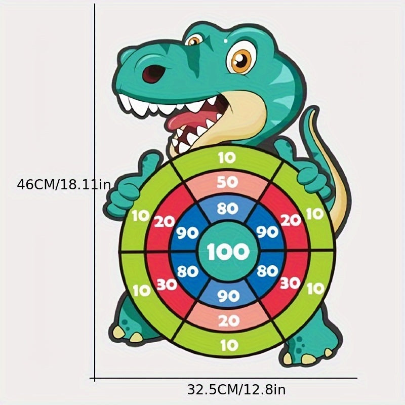 Dinosaur Sticky Target Ball Set with Blue Bow Wording, One-Set Option for Supervised Party Games, Family Gatherings and Birthday or Holiday Gift Ideas