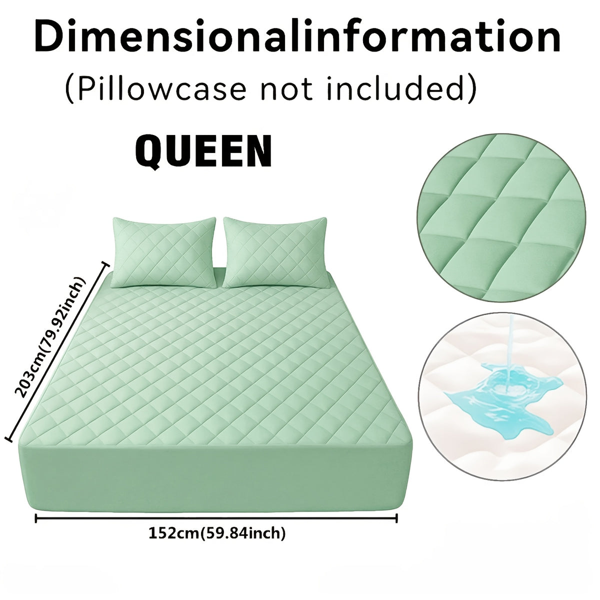 Fitted Mattress Protector with Listed 9–15 Inch Pocket Range, Single Solid-Color Bed Cover in Twin, Full, Queen and King Sizes with Nine Color Labels