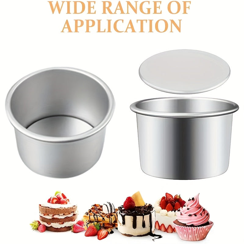 Mini Round Cake Mold Set of Ten with Listed 2-Inch Size, Removable Bottoms and Nonstick Aluminum Alloy Design for Cheesecakes, Egg Tarts and Party Baking