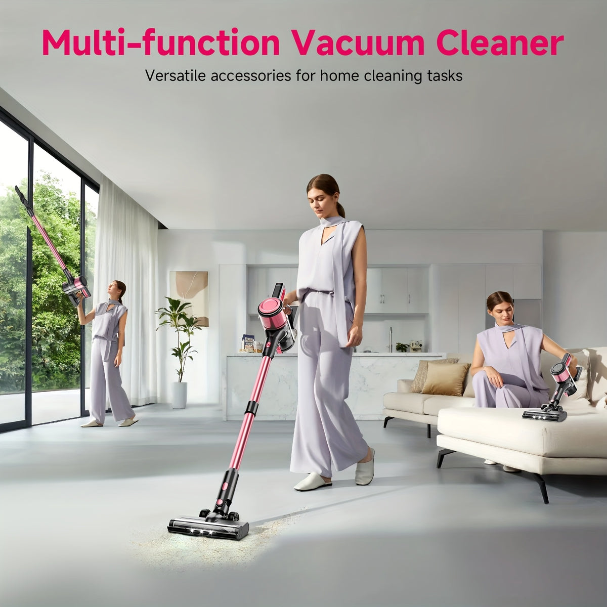 8-in-1 Cordless Vacuum Cleaner for Home, Lightweight Wireless Household Vacuum for Hardwood Floors, Carpets and Pet Hair in Four Color Options