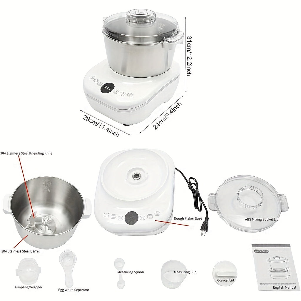 1.85gal(7.3QT)Electric Dough Mixer with Ferment Function, Bread Maker Machine, Dough Maker Machine with 304 Stainless Steel Bowl, Microcomputer Timing, Household Flour Kneading Machine for Pizza Bread, Christmas Gift