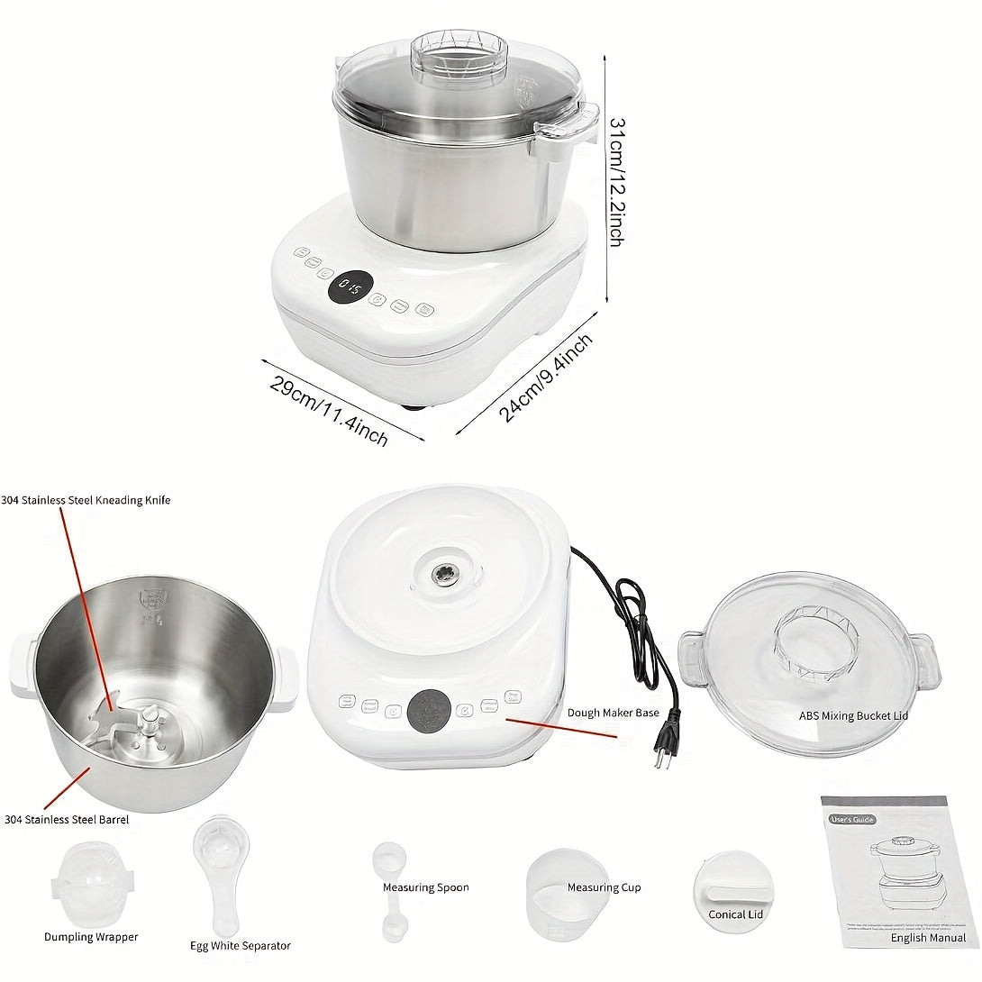 1.85gal(7.3QT)Electric Dough Mixer with Ferment Function, Bread Maker Machine, Dough Maker Machine with 304 Stainless Steel Bowl, Microcomputer Timing, Household Flour Kneading Machine for Pizza Bread, Christmas Gift