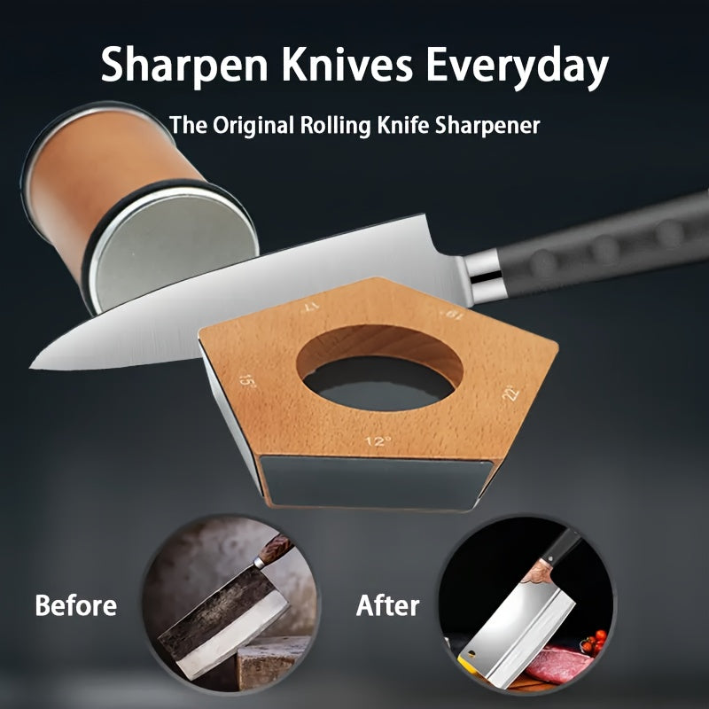 Diamond Rolling Knife Sharpener Set with Two-Angle, Five-Angle or Five-Sided Style Options for Compatible Kitchen and Outdoor Knife Edge Care and Home Cook Gifts