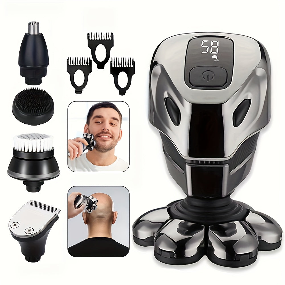 Men's Bald Head Shaver with Listed 7D Rotary Design and Rechargeable Operation, 5-in-1 Grooming Kit, Single-Function, Upgraded 2025 or A+ Options