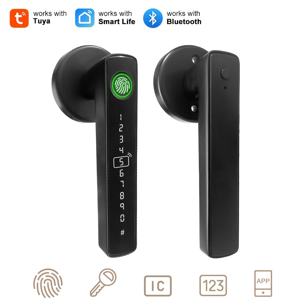 5-in-1 Fingerprint Door Knob Lock with Keypad and Smart Life Access, Two IC Cards and Two Keys, Single-Row or Double-Row Options for Compatible Interior Doors