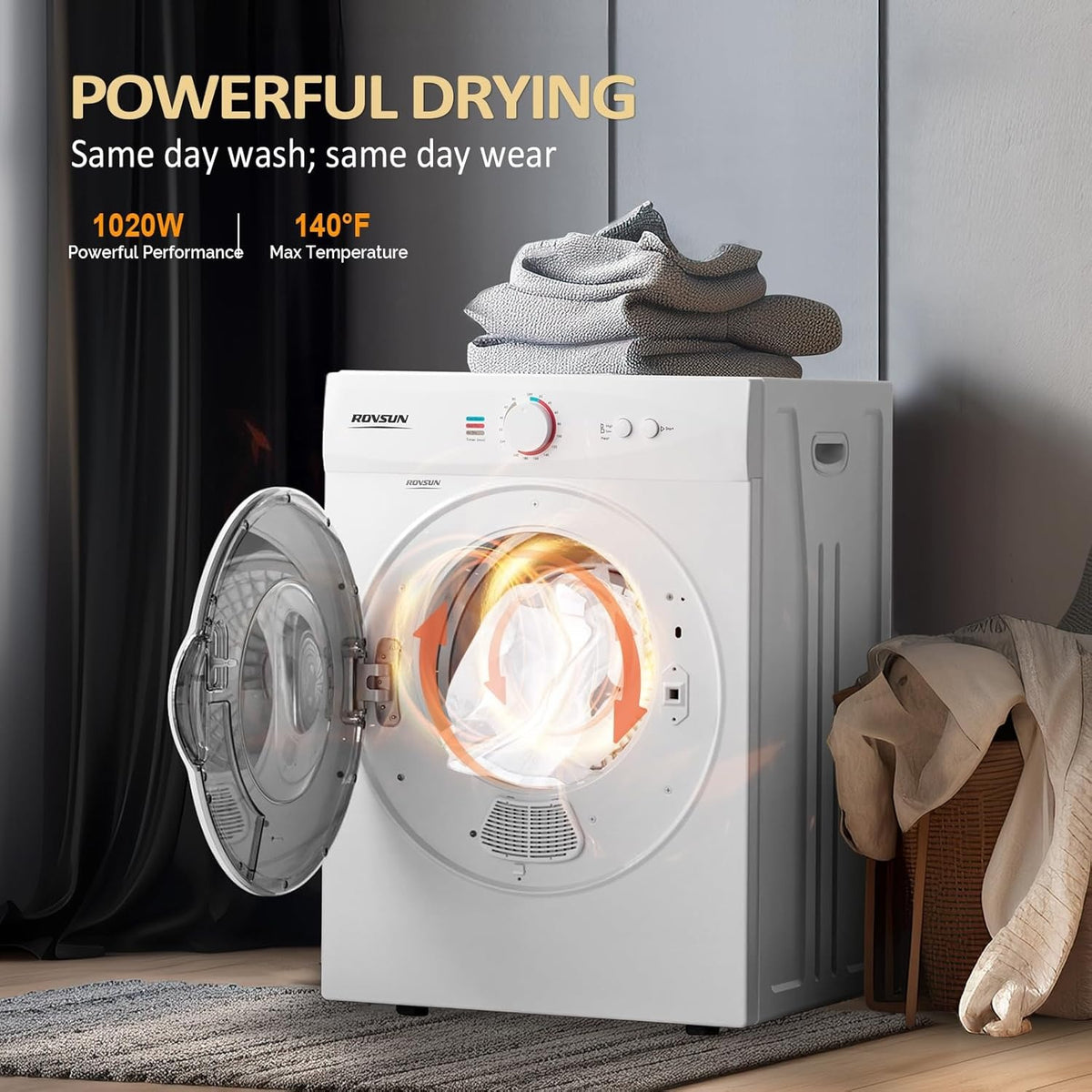 Washer and Dryer Combo, Compact Wash & Dry Laundry Set, Stainless Steel Tub, Smart Control, Low Noise, Wall-Mountable, for Apartment, Dorm, RV & Small Space