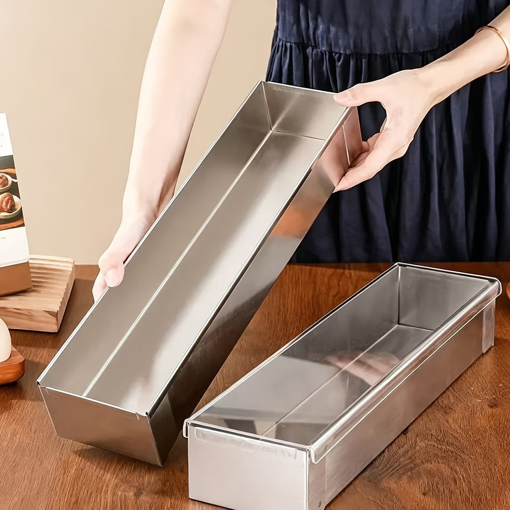 Fixed Base Rectangular Cake Pan in Silvery, One-Piece Oblong Dessert Mold for Tiramisu, Cheesecake and Mousse Preparation at Home and Holiday Gatherings
