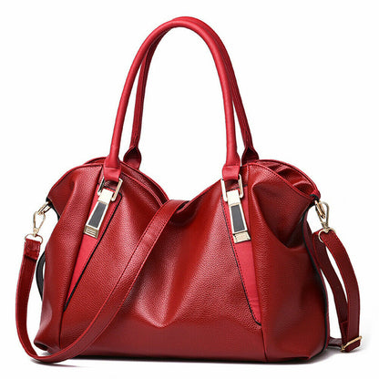 Three-Way Carry Tote Bag with Multiple Compartments and Zippered Pocket, Handheld, Shoulder or Crossbody Handbag in Black, Blue, Wine Red or Pink for Daily Outings