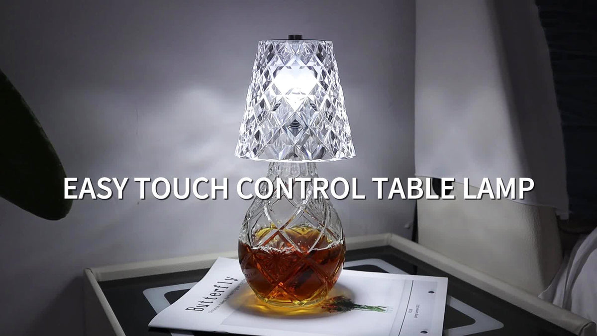 Rechargeable LED Bottle Table Lamp with Dimmable Lighting and Acrylic Lampshade, Crystal Style, Quantity 2 Option for Office and Wine-Themed Decor