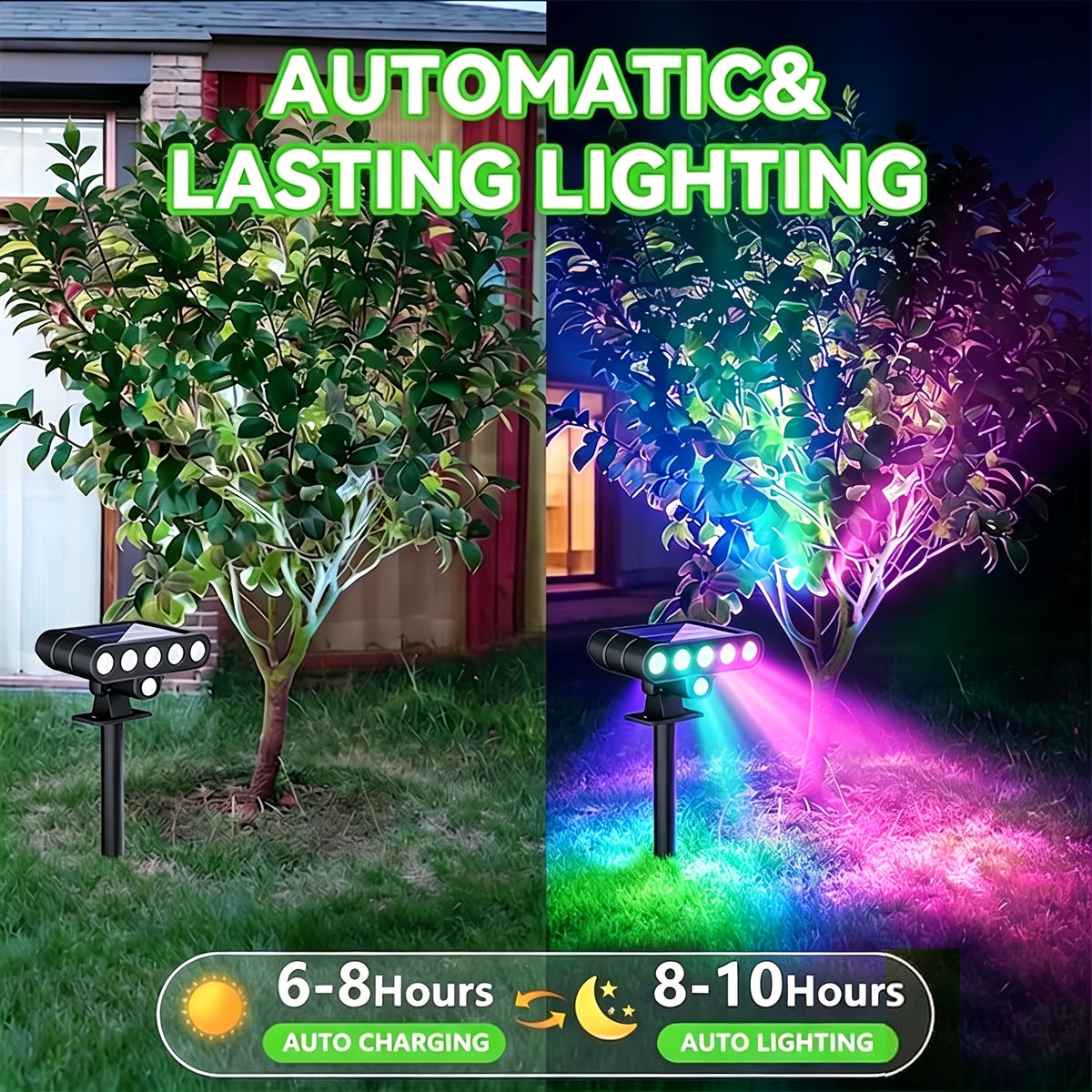 Solar Garden Accent Lights, Outdoor LED Landscape Spotlights with IP44 Rating, Warm White, Cool White or Colored Options for Patio and Holiday Decor