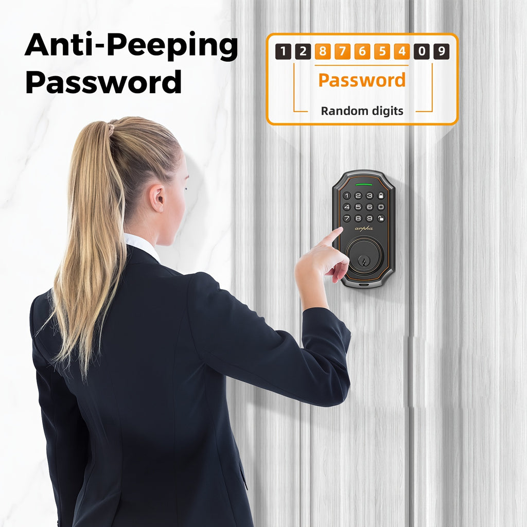 Electronic Keypad Deadbolt with Listed 100 Access Codes, Auto Lock and One-Touch Locking, Black or Silvery Finish and Fingerprint or Handle Set Options