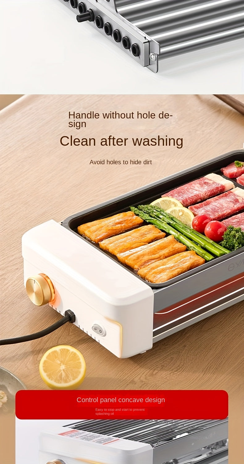 Countertop Sausage Grill with Adjustable Temperature, Nonstick Pan and Detachable Panel, Listed 4-in-1 Cooking Design with White or Black Gift Bag Option Labels