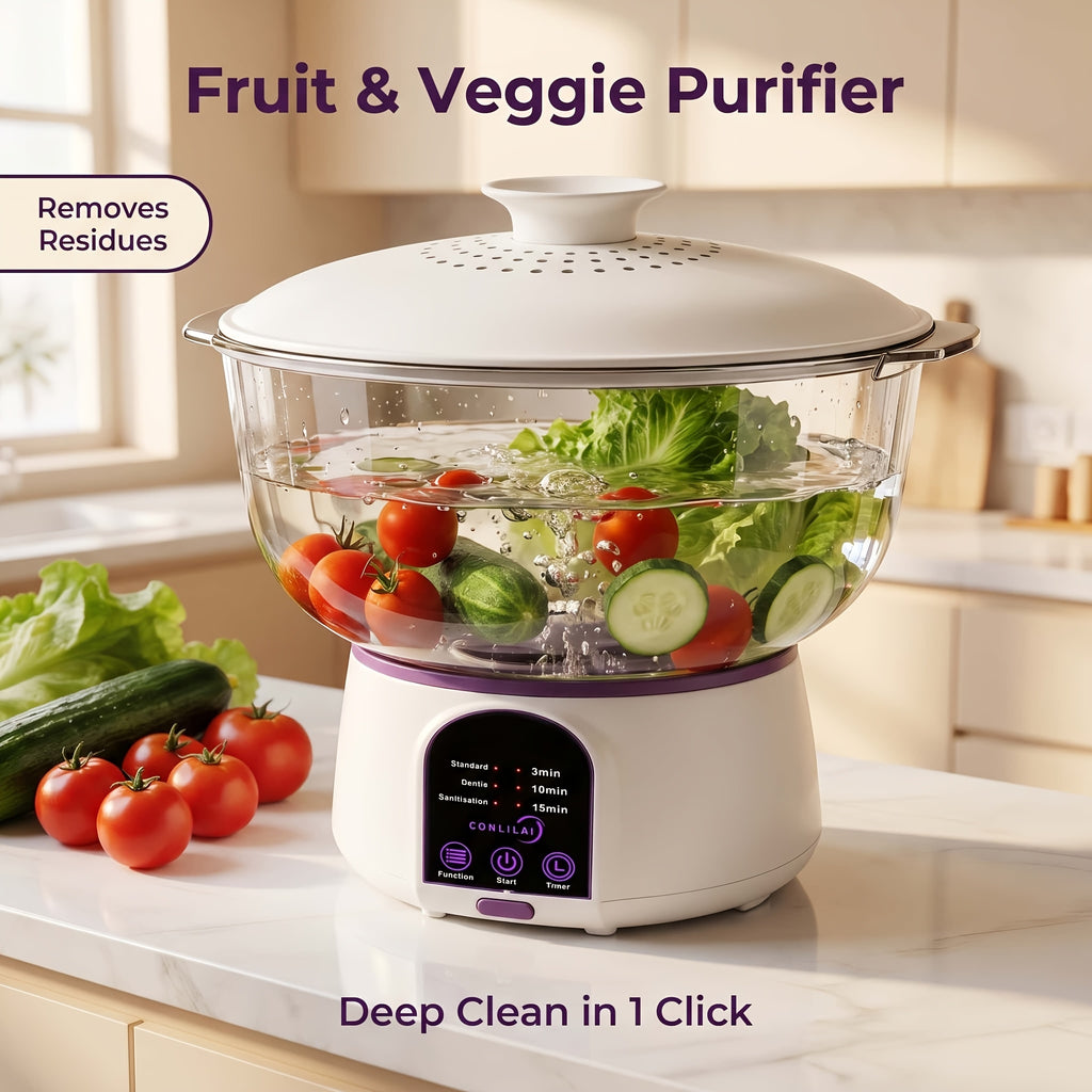 USB Rechargeable Fruit Vegetable Cleaner, Oversized Portable Food Purifier with Multi-Battery Design for Long Endurance, High-Efficient Produce Washer for Home, Picnic and Travel, Stylish Kitchen Gadget, Gift for Mom