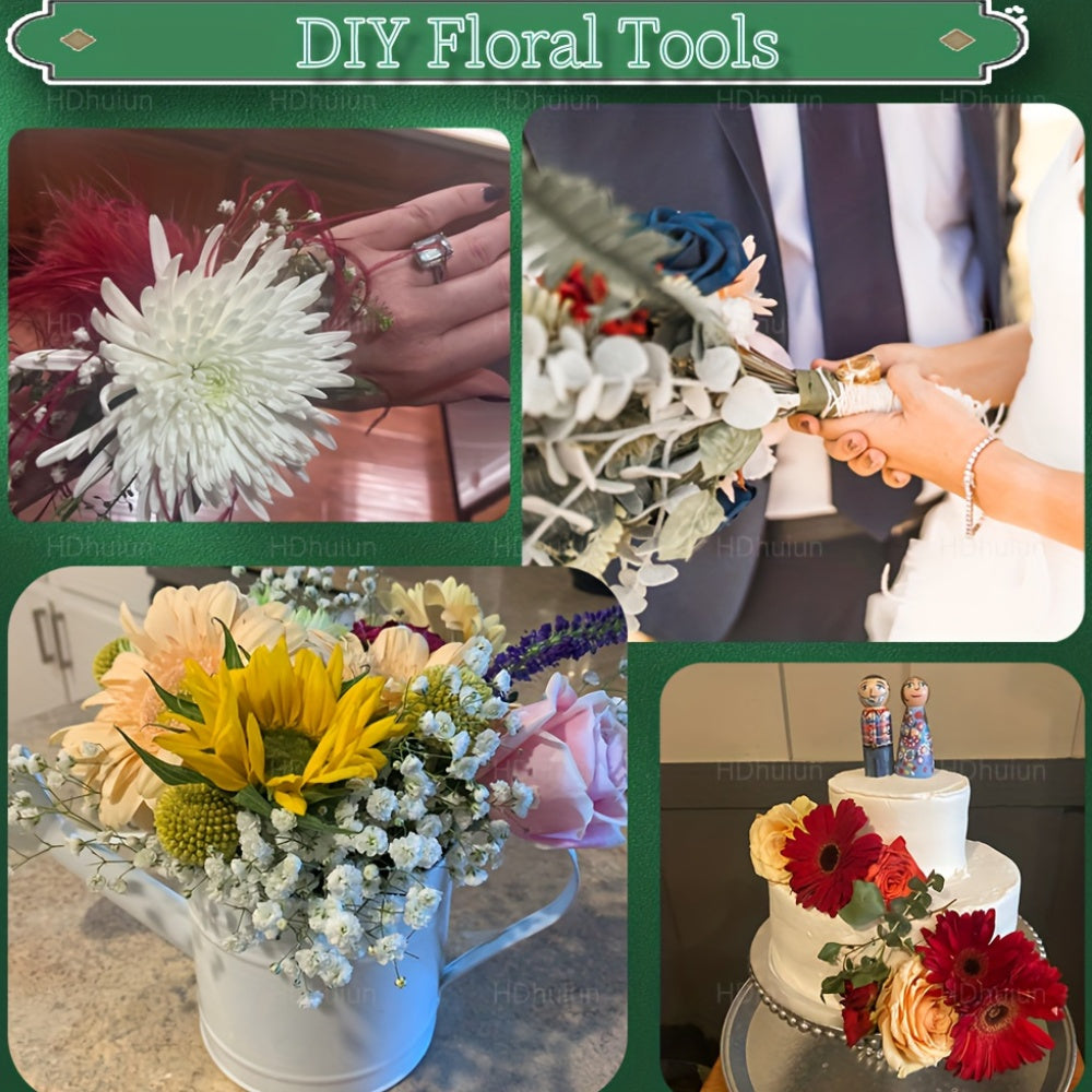 Floral Arrangement Tool Kit, Listed 105-Piece Set with Green Tape, Wire, Boutonniere Flower Pin and Wire Cutter for Adult DIY Wreath and Flower Crafts