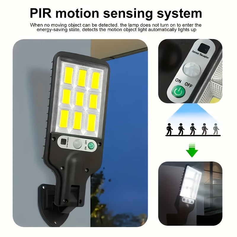 108COB Solar Wall Lights with Remote Control, Motion Sensor and Three Working Modes, 2, 4, 6 or 8-Pack Options for Supplemental Porch and Garage Lighting