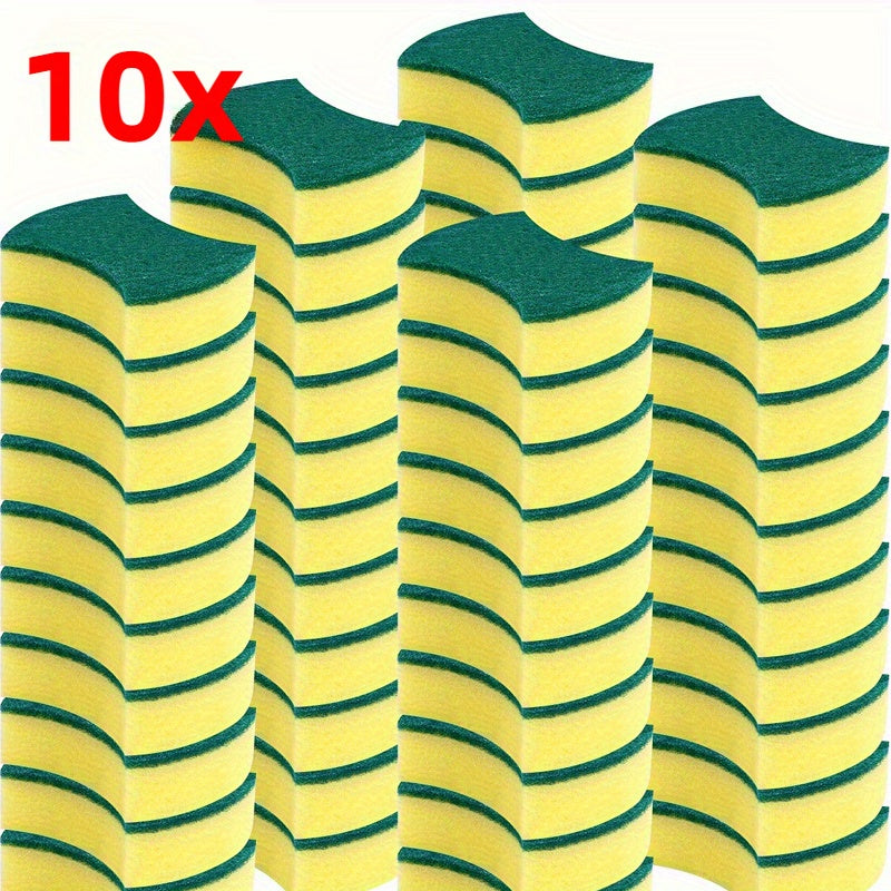 Cleaning Sponges 10-Pack with Double-Sided Polyurethane Design, Household Scrubbing Pads for Compatible Kitchen, Bathroom and Everyday Surface Cleanup
